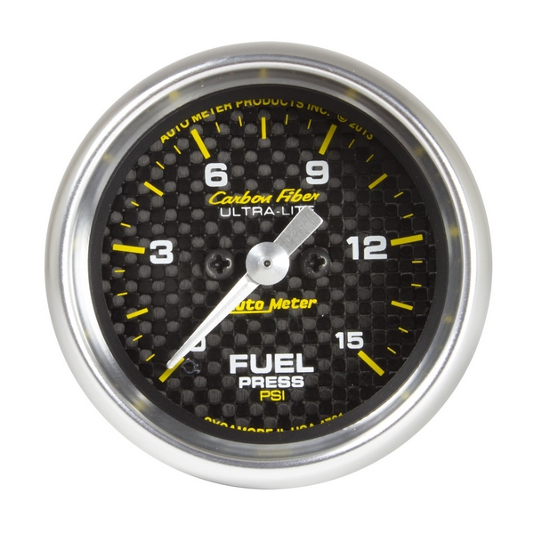 2-1/16" FUEL PRESSURE, 0-15 PSI, CARBON FIBER